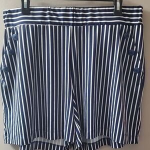 Robert Louis Blue and White Striped High Elastic Waist Shorts. Sz XL